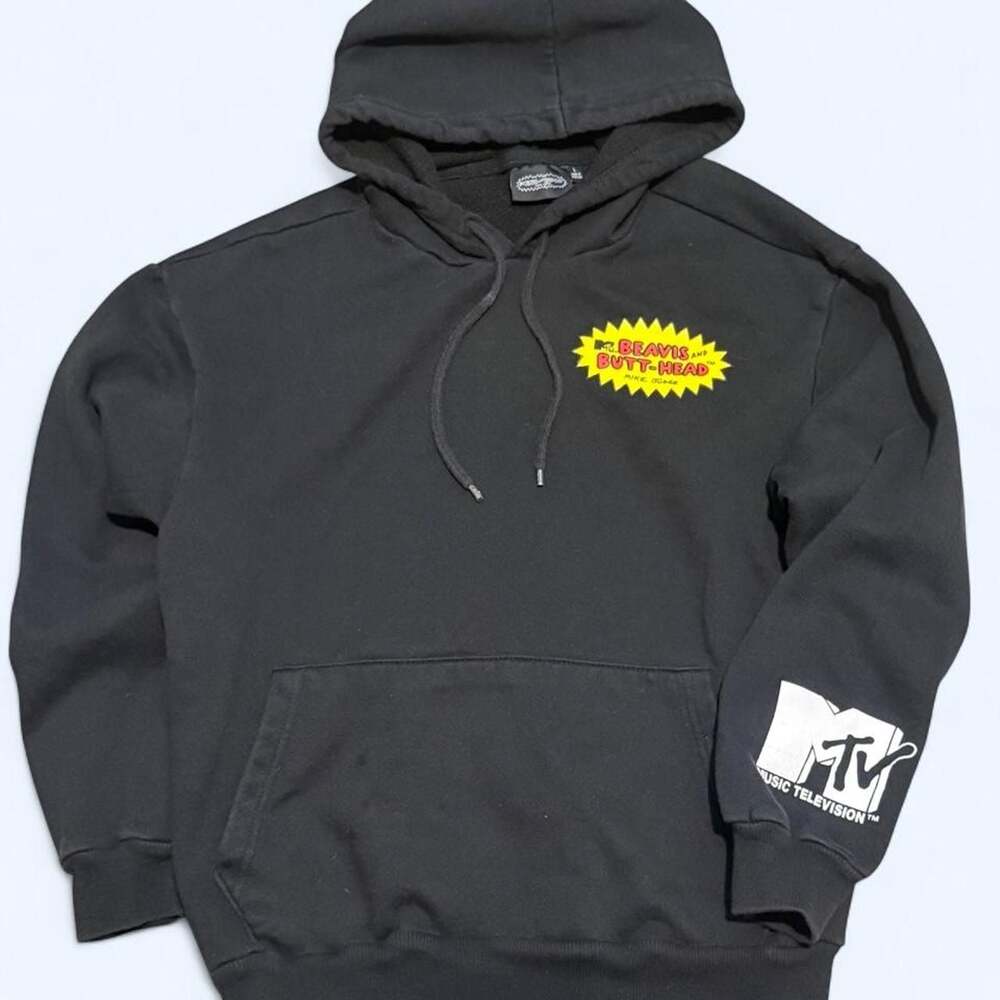Beavis and Butt-Head x MTV Graphic Pullover Hoodie Black